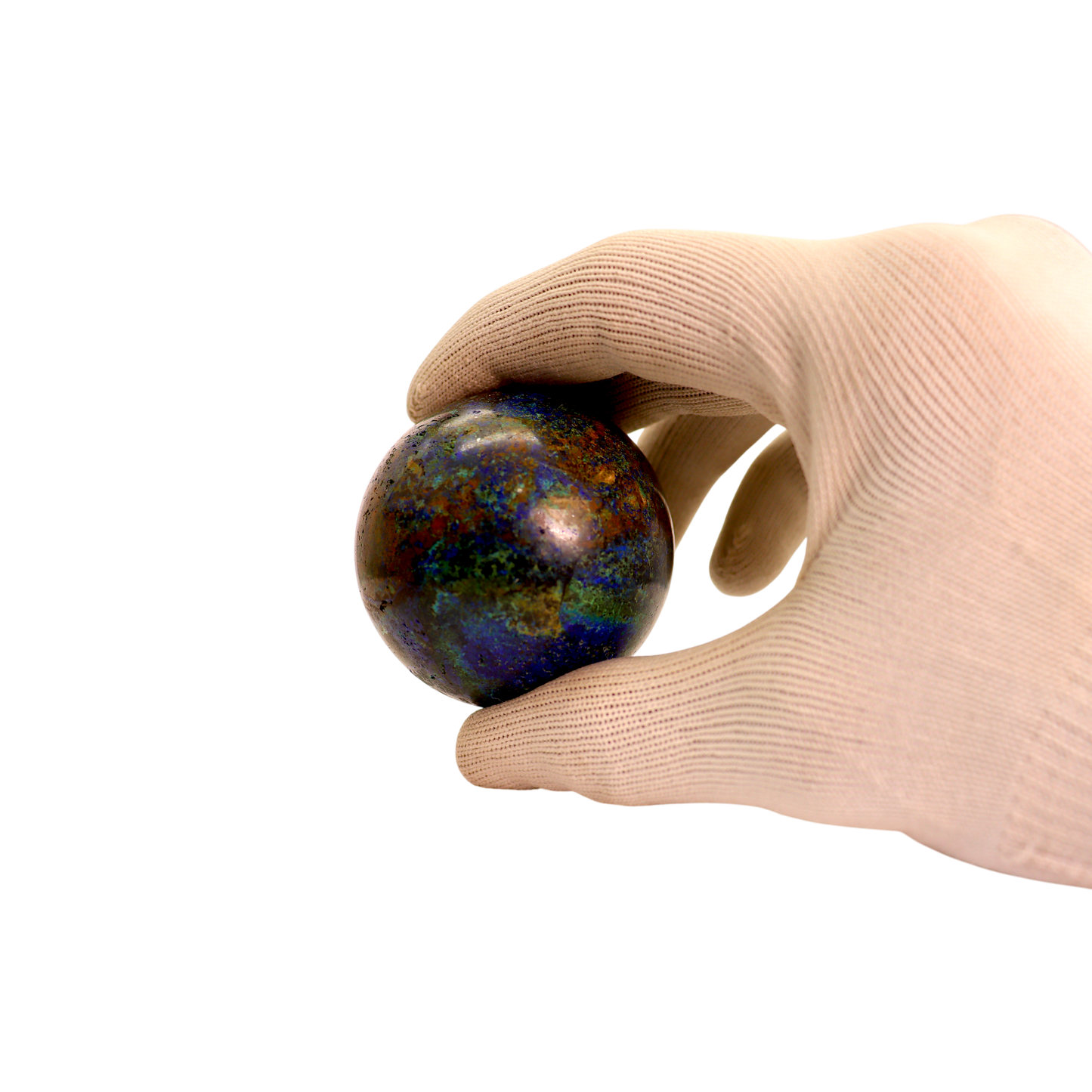 Azurite Malachite Sphere on Selenite Stand