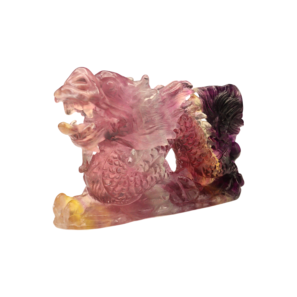 Dragon Multi-Coloured Fluorite Carving