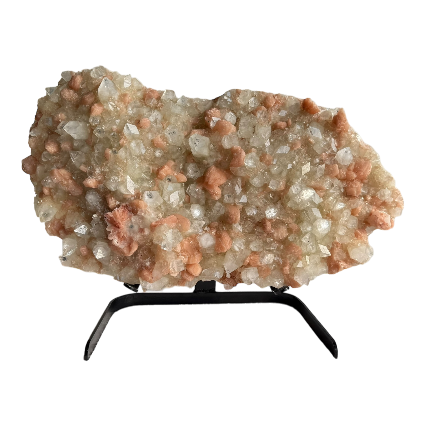 Pointed Apophyllite with Pink Stilbite