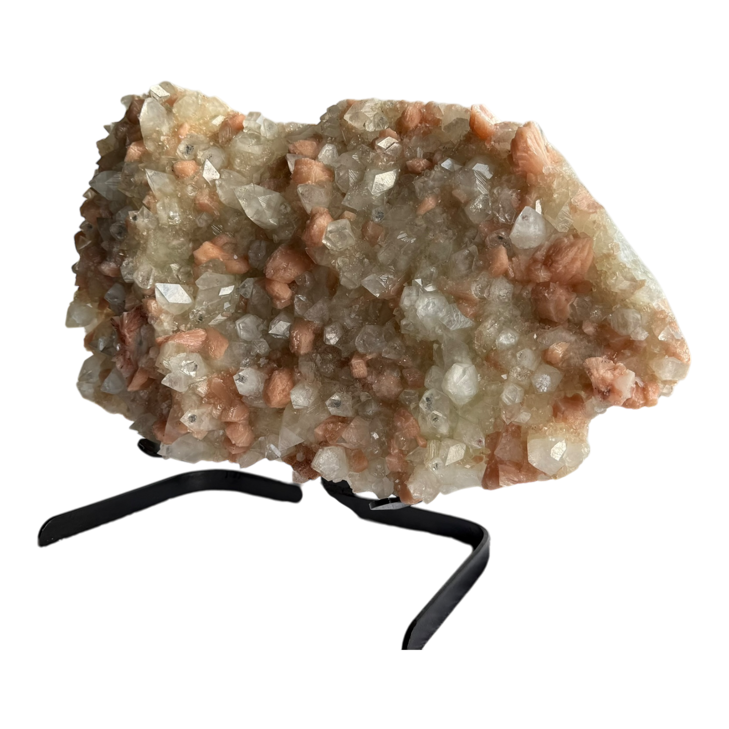 Pointed Apophyllite with Pink Stilbite