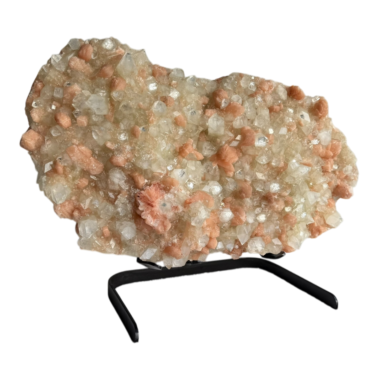 Pointed Apophyllite with Pink Stilbite
