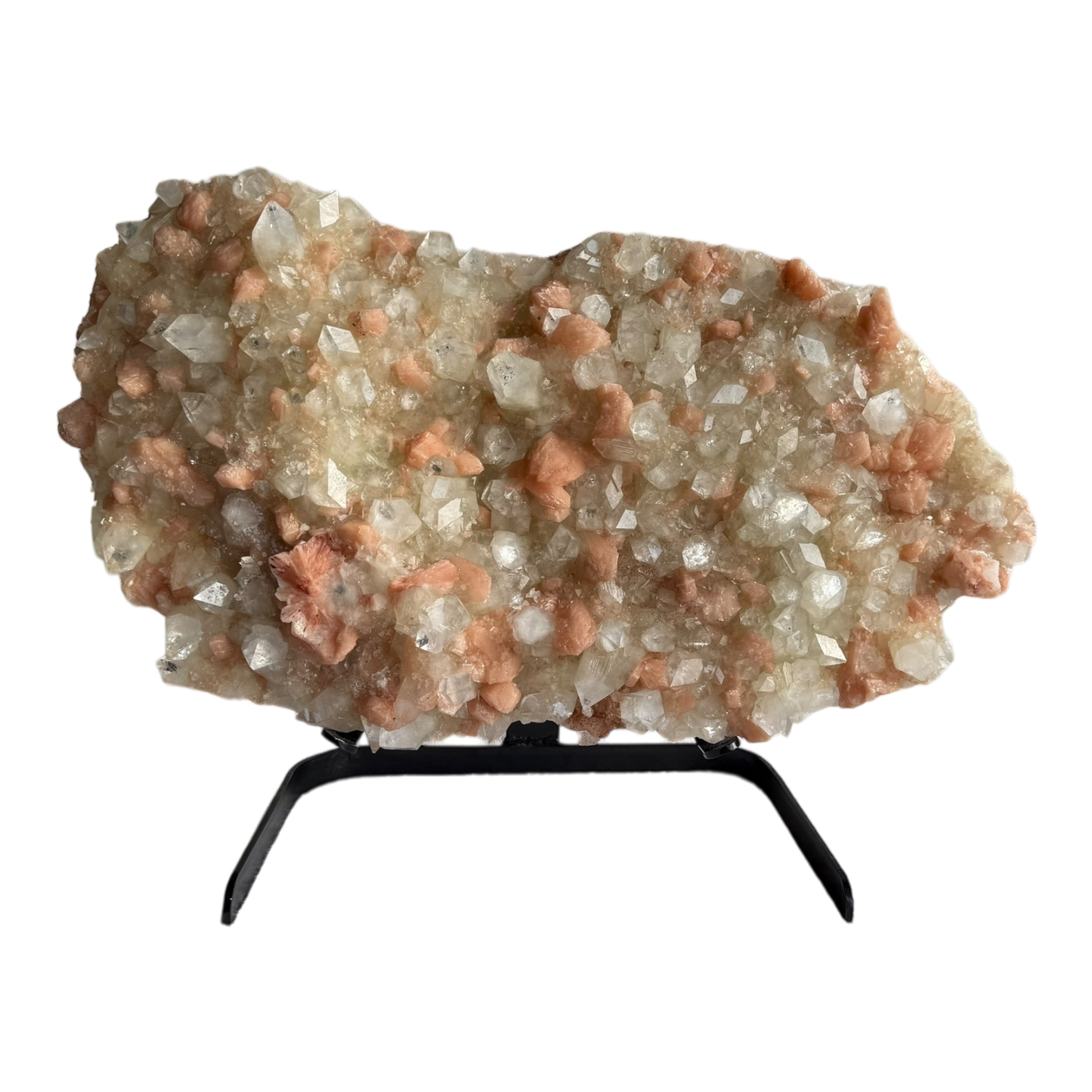 Pointed Apophyllite with Pink Stilbite