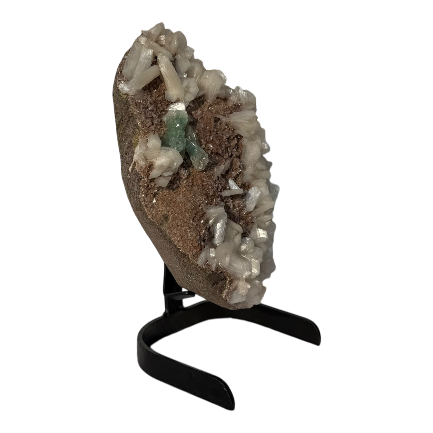 Green Apophyllite with Stilbite on Micro Heulandite Matrix