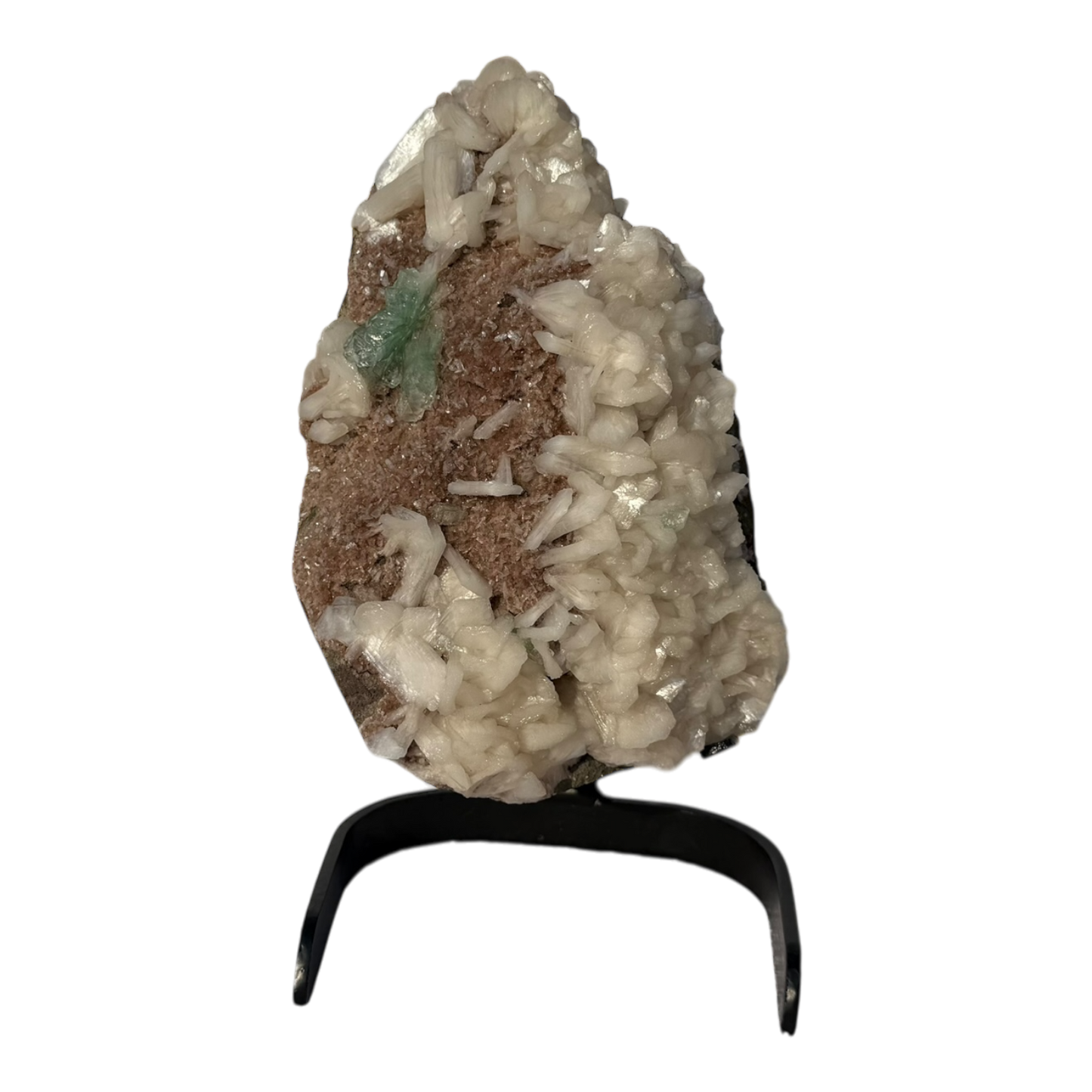Green Apophyllite with Stilbite on Micro Heulandite Matrix