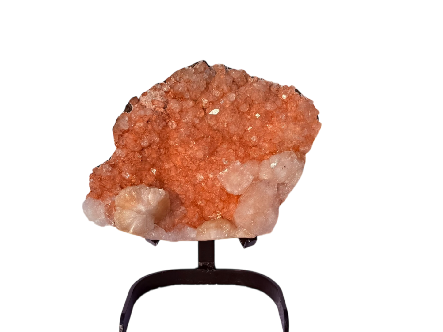 Orange apophyllite with stilbite