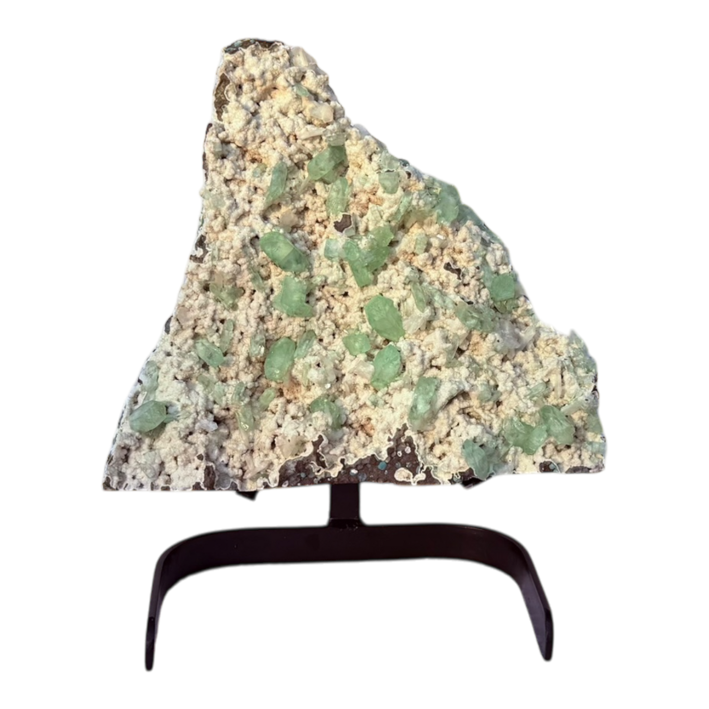 Green Apophyllite on Micro White Heulandite