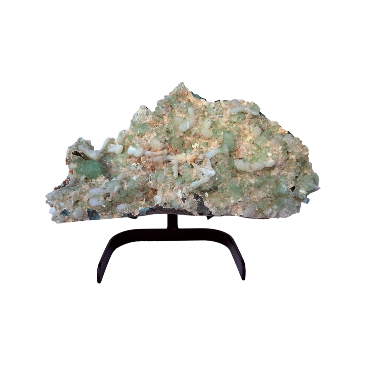 Green Apophyllite with Stilbite and Scolecite
