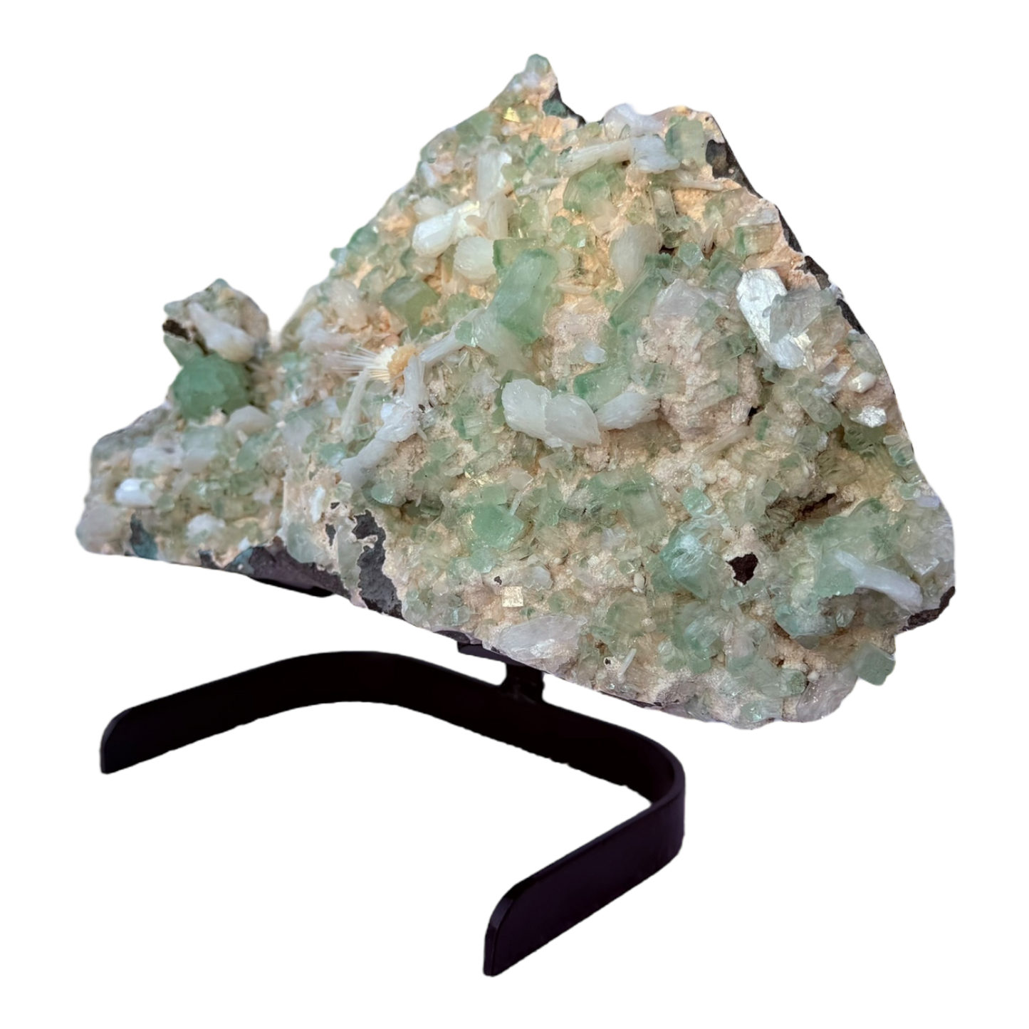Green Apophyllite with Stilbite and Scolecite