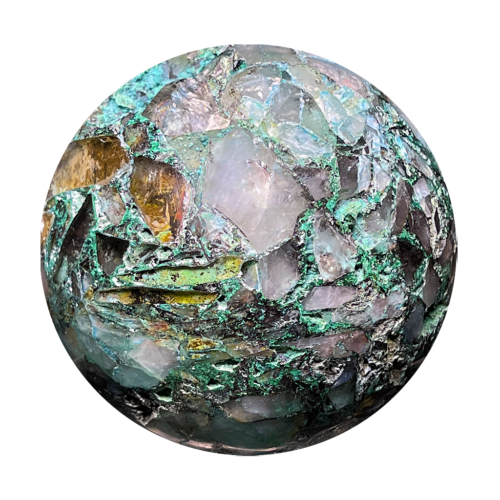 Chrysocolla with Quartz Sphere