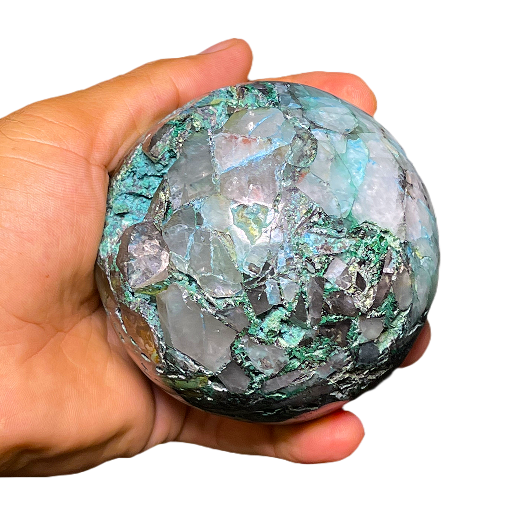 Chrysocolla with Quartz Sphere