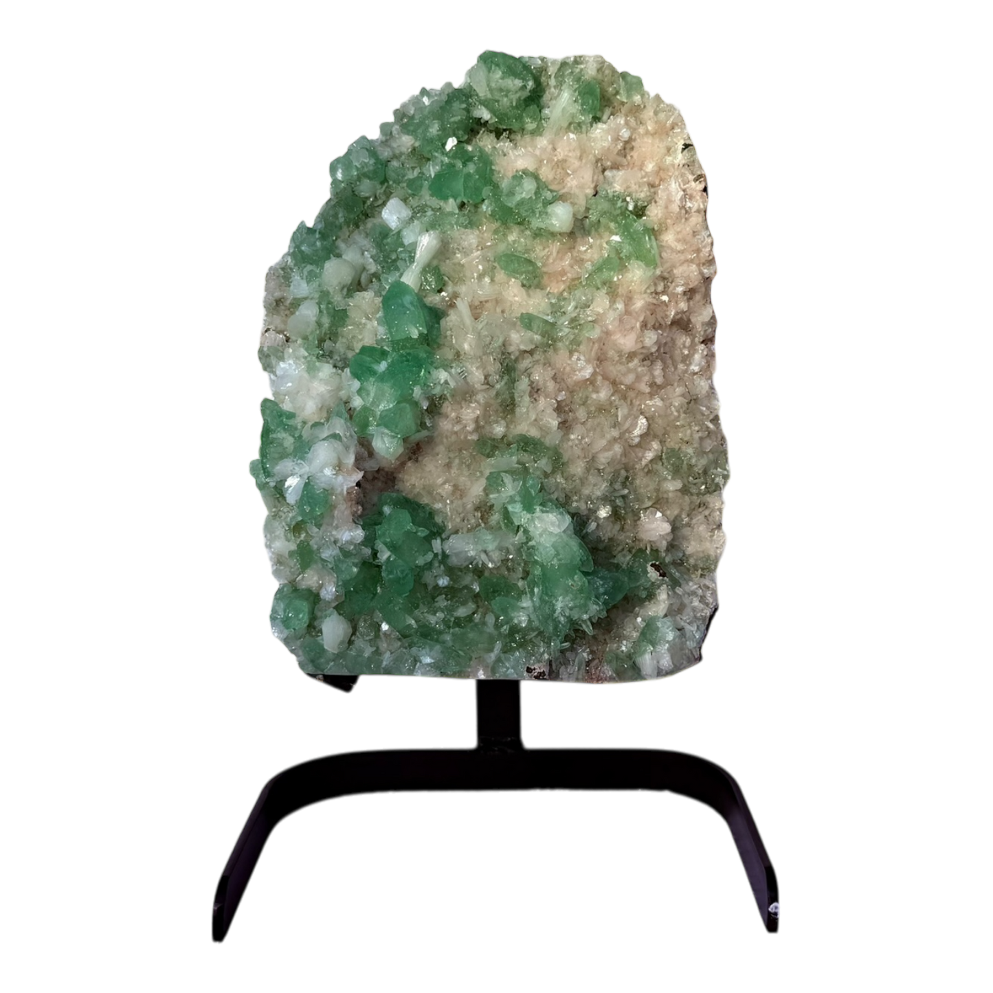 Green Apophyllite with Stilbite on Heulandite Matrix