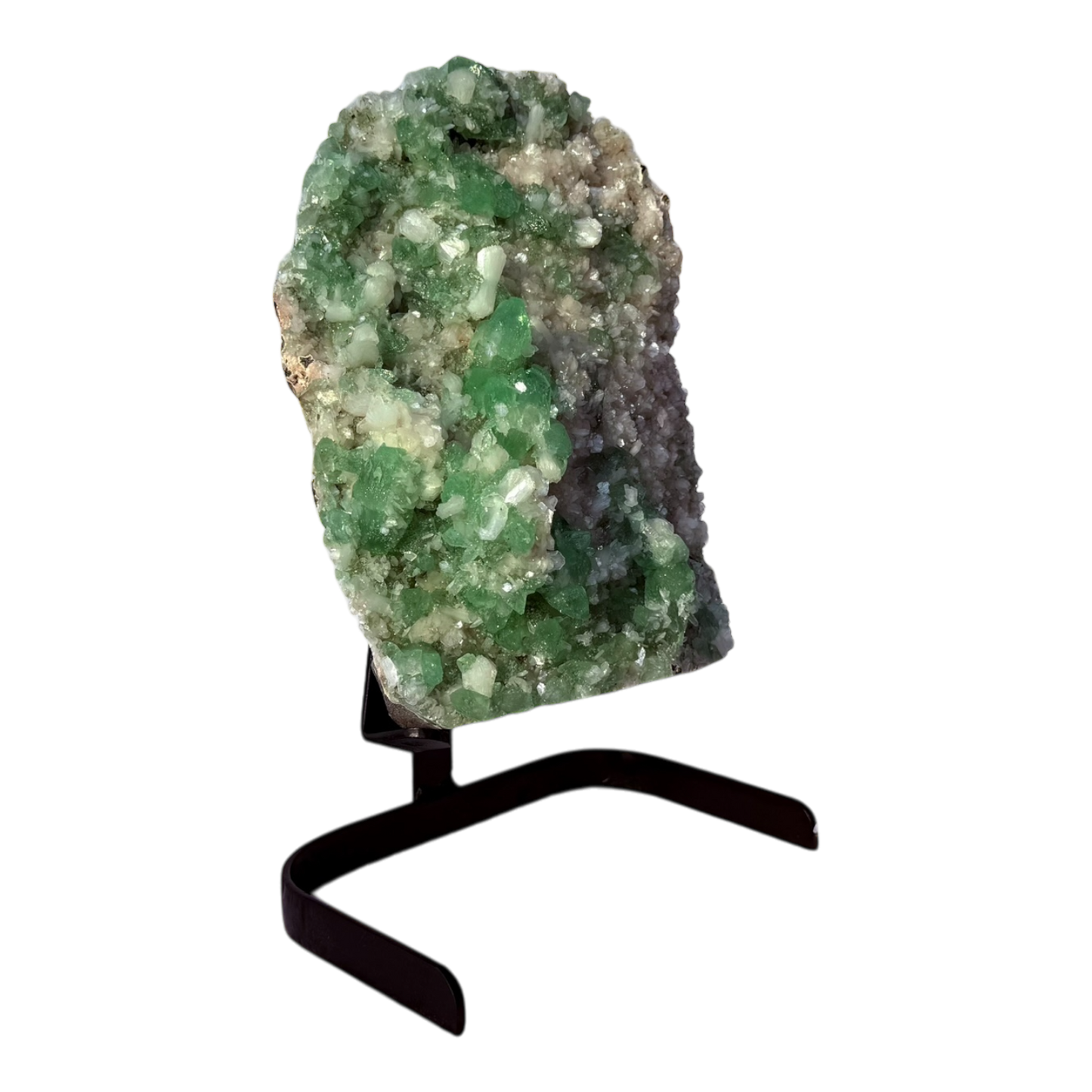 Green Apophyllite with Stilbite on Heulandite Matrix