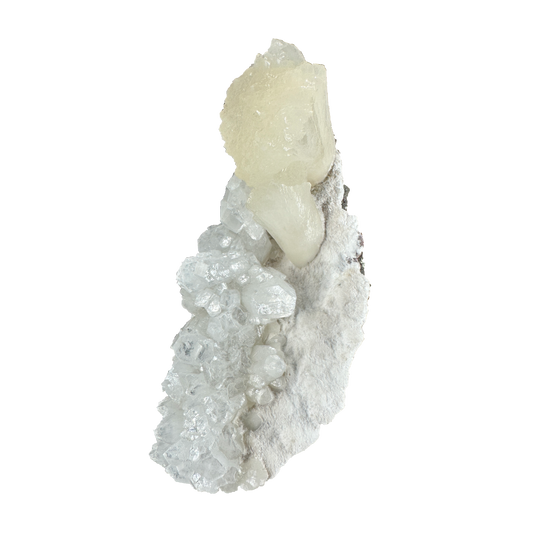 Apophyllite with Stilbite on Mordenite
