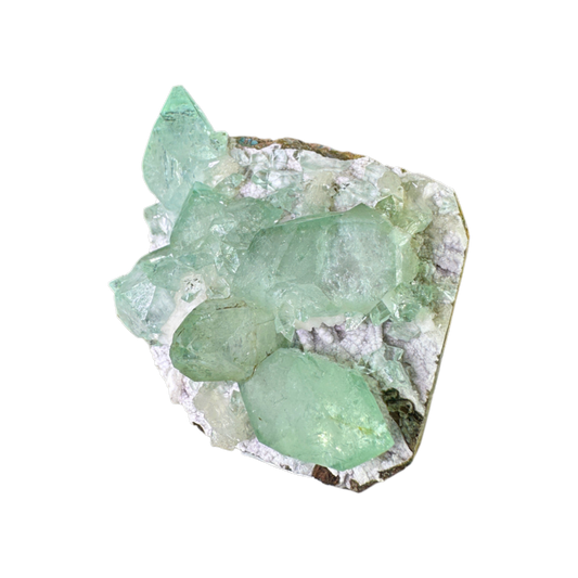 Green Apophyllite with Stilbite on Micro Heulandite