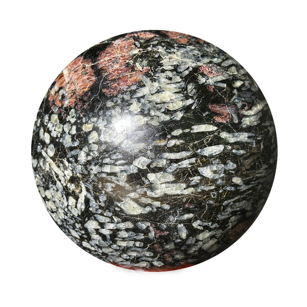 Garnet in Black Tourmaline Sphere