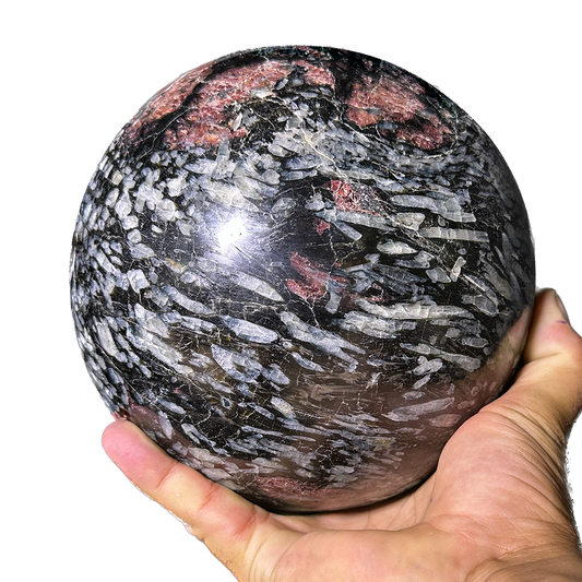 Garnet in Black Tourmaline Sphere