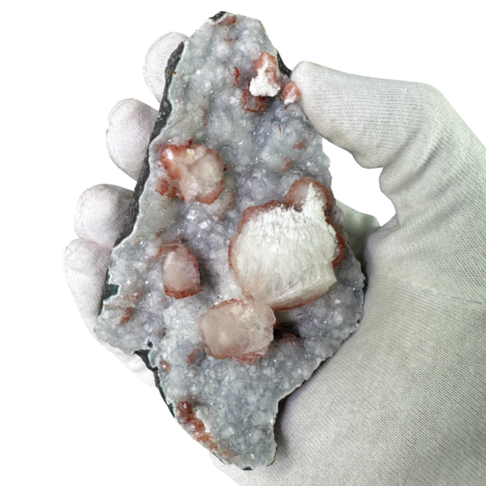Red Apophyllite with Mordenite and Stilbite