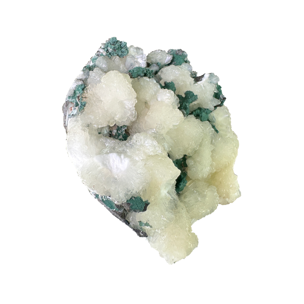 Stilbite on Green Chalcedony