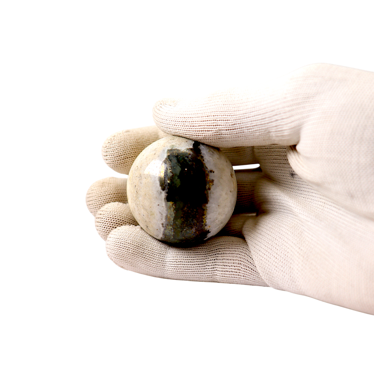 Pyrite in Quartz Sphere