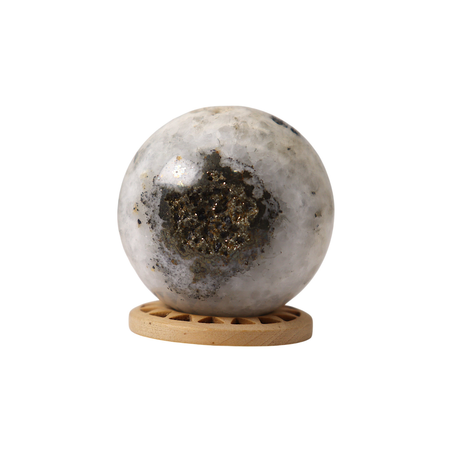 Pyrite in Quartz Sphere