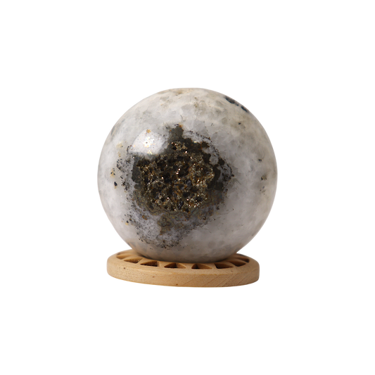 Pyrite in Quartz Sphere