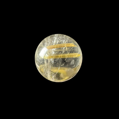Golden Rutile in Quartz Sphere