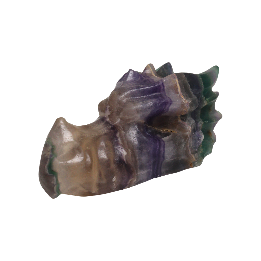 Multi Coloured Fluorite Dragon Head Carving