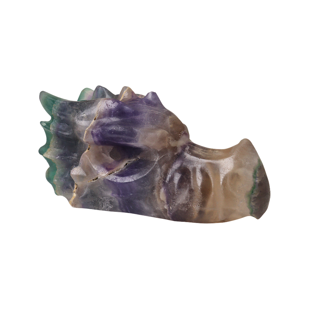 Multi Coloured Fluorite Dragon Head Carving