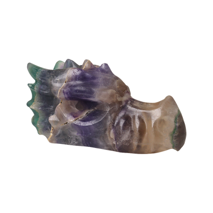 Multi Coloured Fluorite Dragon Head Carving
