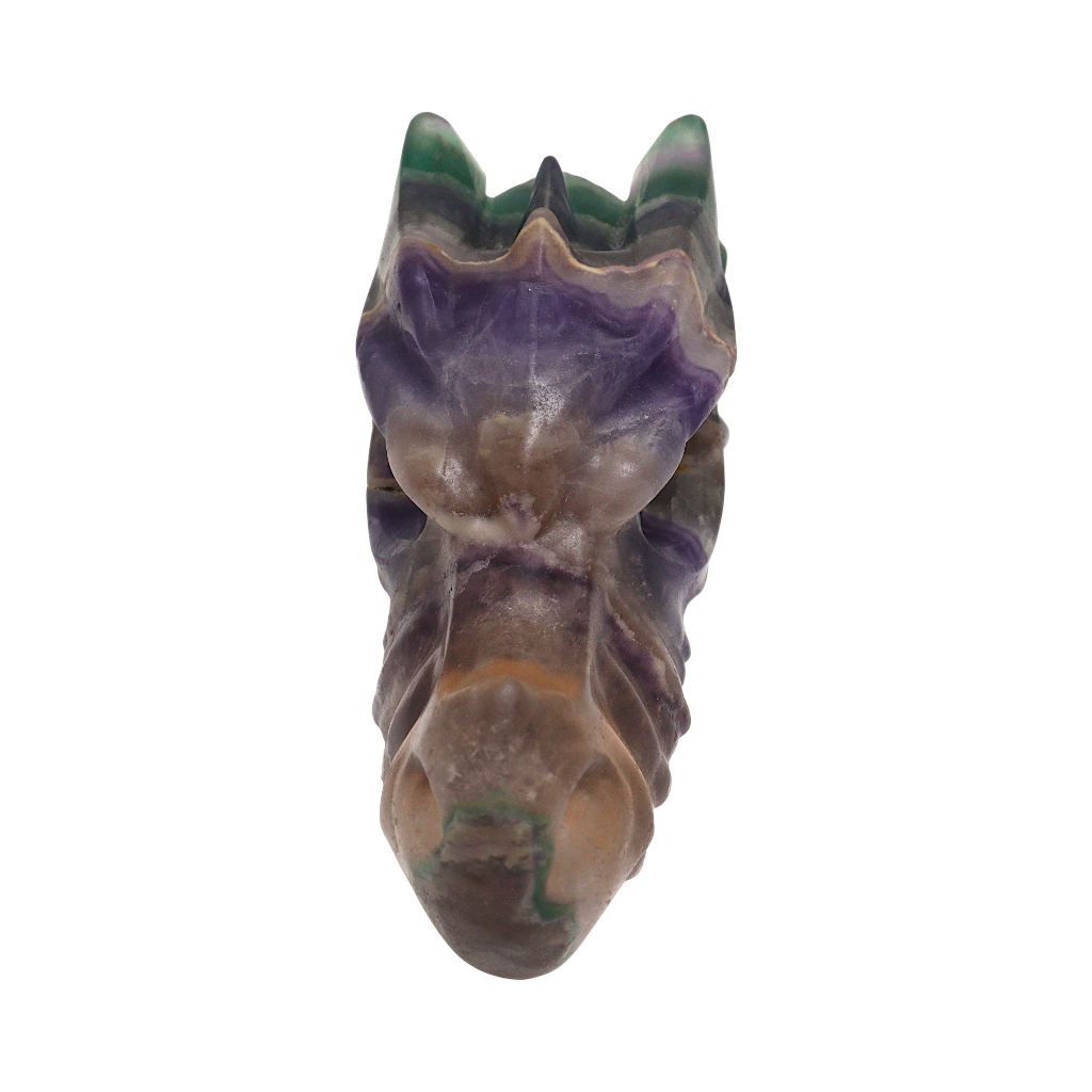 Multi Coloured Fluorite Dragon Head Carving