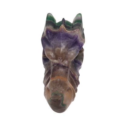 Multi Coloured Fluorite Dragon Head Carving