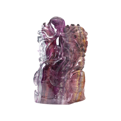 Multi-Coloured Fluorite Carving Octopus, Dolphin , Turtle
