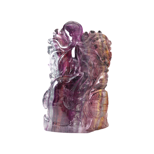 Multi-Coloured Fluorite Carving Octopus, Dolphin , Turtle
