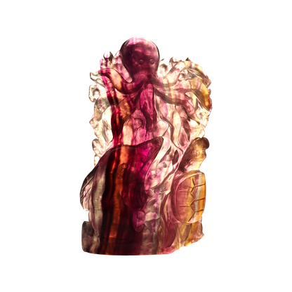 Multi-Coloured Fluorite Carving Octopus, Dolphin , Turtle