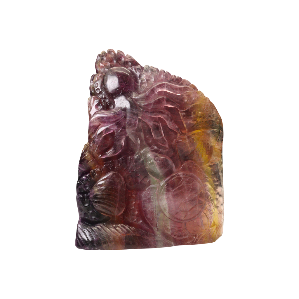 Multi-Coloured Fluorite Carving Octopus, Dolphin , Turtle