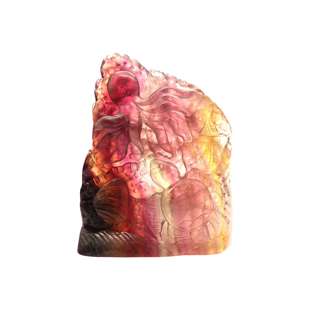Multi-Coloured Fluorite Carving Octopus, Dolphin , Turtle