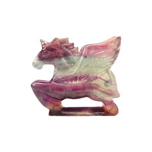 Unicorn Multi-Coloured Fluorite Carving