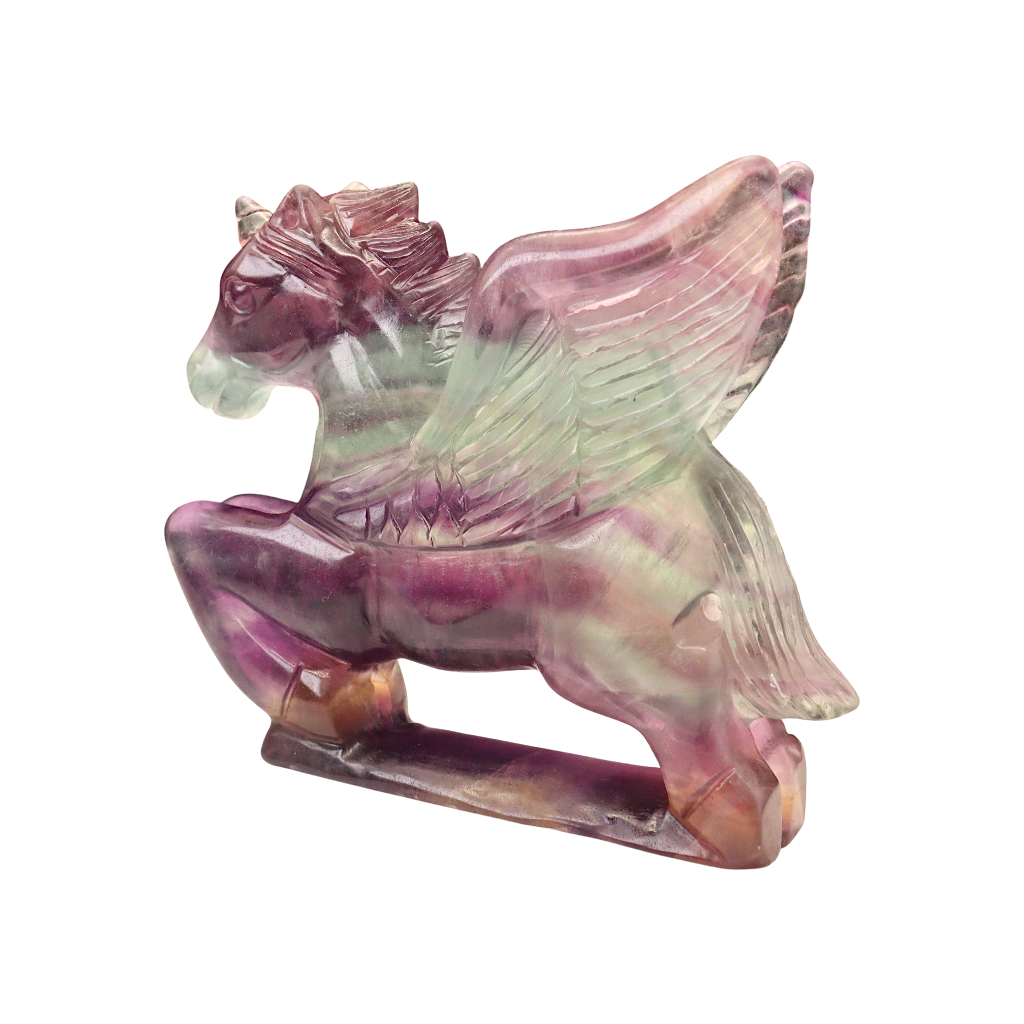 Unicorn Multi-Coloured Fluorite Carving
