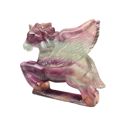 Unicorn Multi-Coloured Fluorite Carving