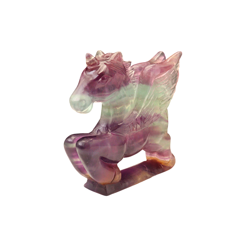 Unicorn Multi-Coloured Fluorite Carving