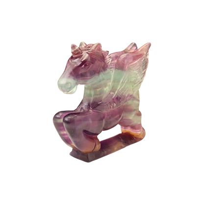 Unicorn Multi-Coloured Fluorite Carving