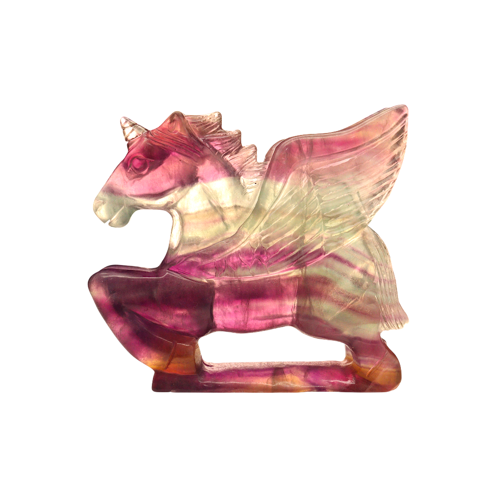 Unicorn Multi-Coloured Fluorite Carving