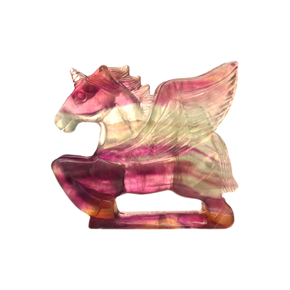 Unicorn Multi-Coloured Fluorite Carving