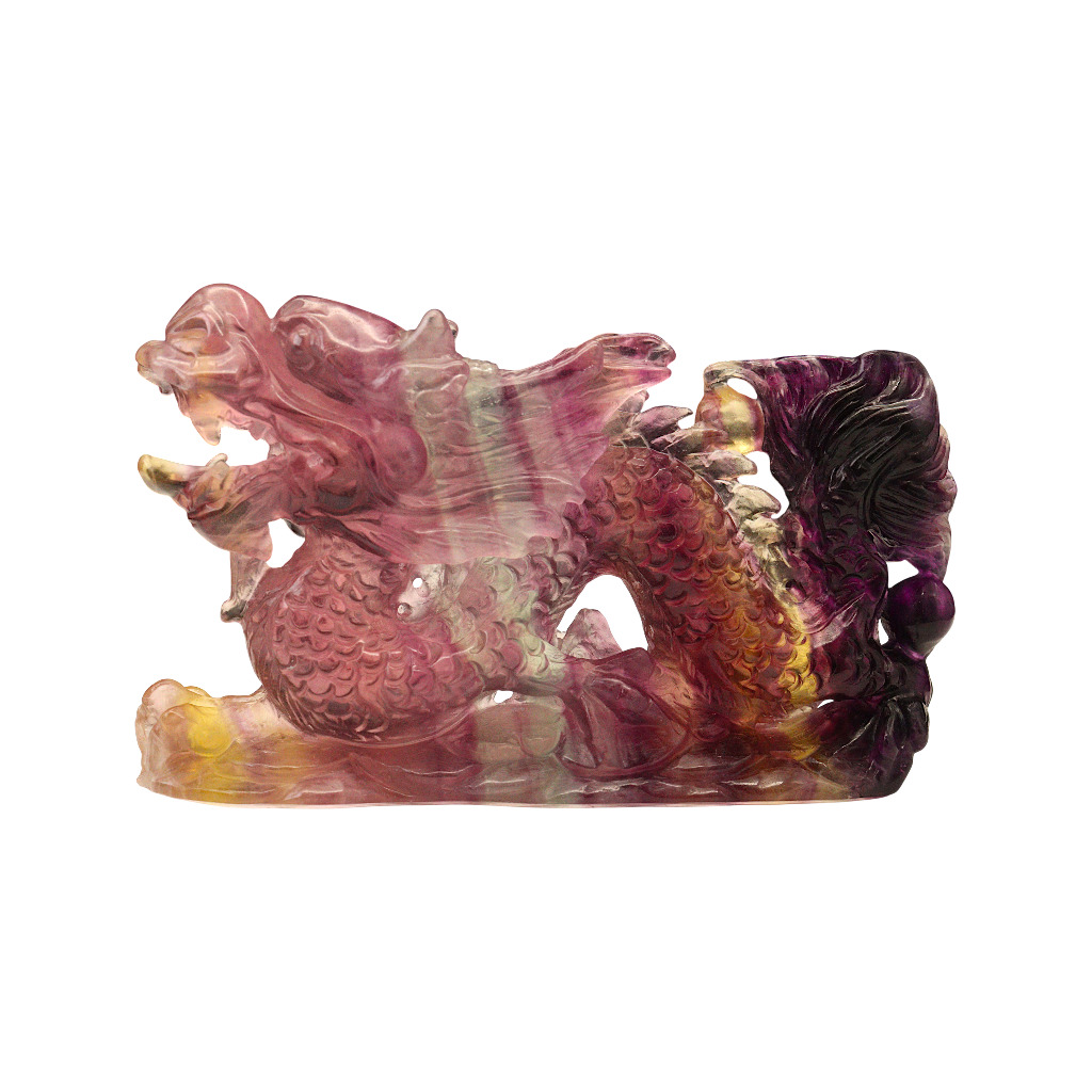 Dragon Multi-Coloured Fluorite Carving