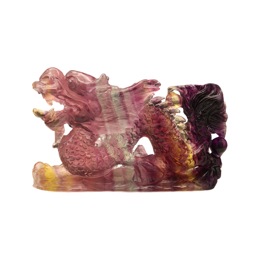 Dragon Multi-Coloured Fluorite Carving
