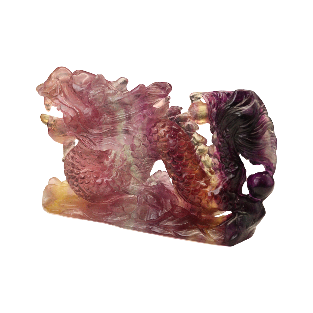 Dragon Multi-Coloured Fluorite Carving