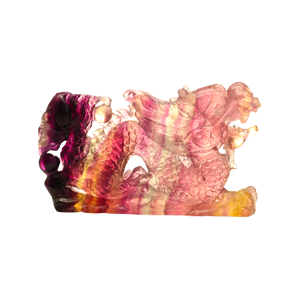 Dragon Multi-Coloured Fluorite Carving