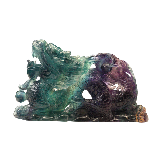 Dragon Multi-Coloured Fluorite Carving