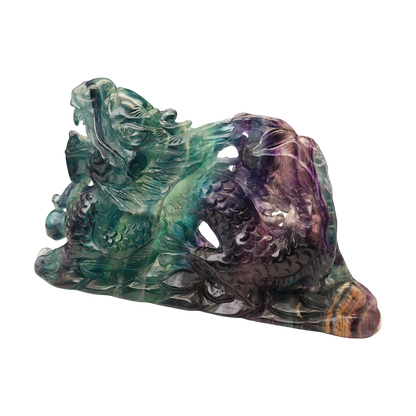 Dragon Multi-Coloured Fluorite Carving