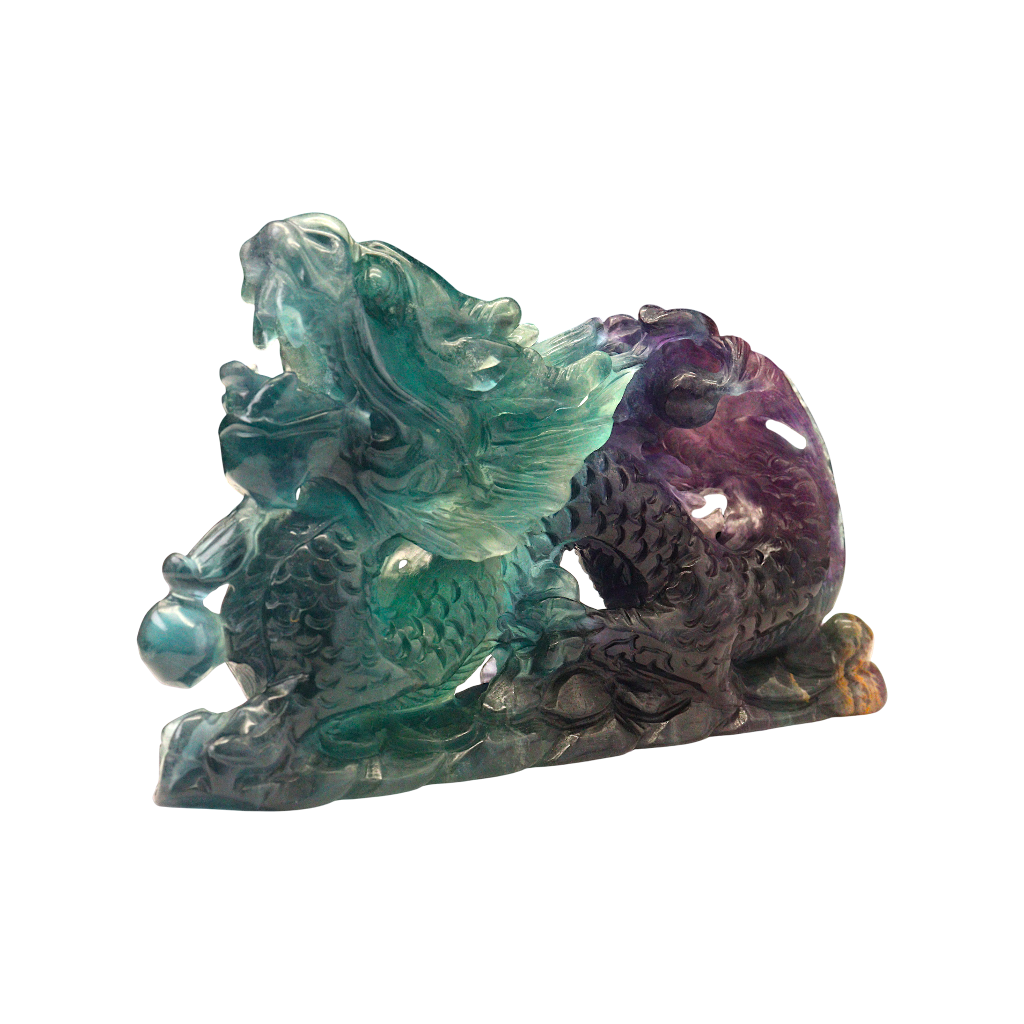Dragon Multi-Coloured Fluorite Carving